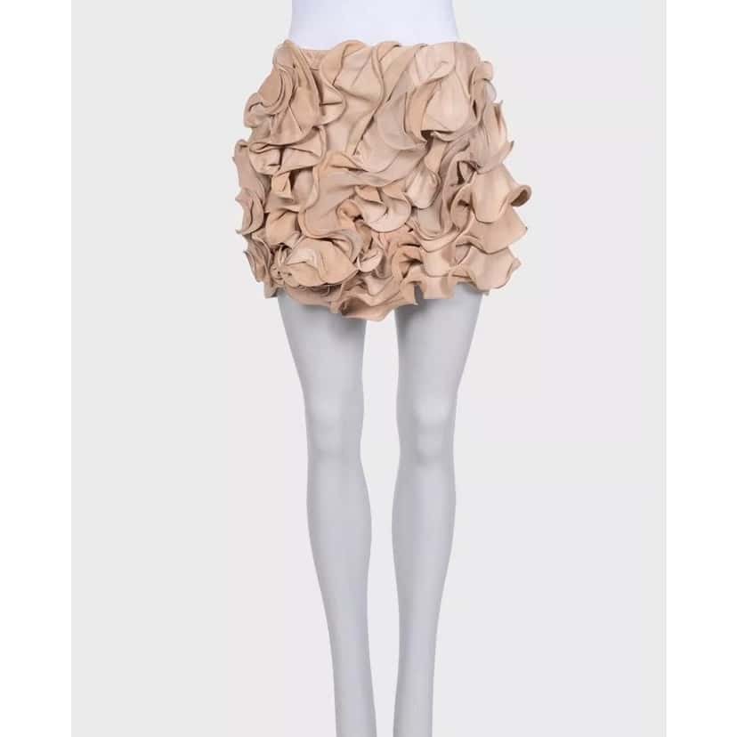 Valentino Valentino Beige Leather & Silk Mini Skirt Size M Pre-owned Beige Leather Good condition - Front View