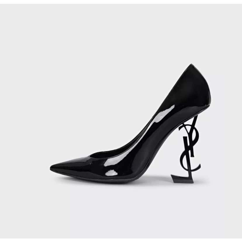 Saint Laurent Saint Laurent Opyum Patent Leather Logo Heels  Sz 38 Pre-owned Black Leather Good condition - Front View
