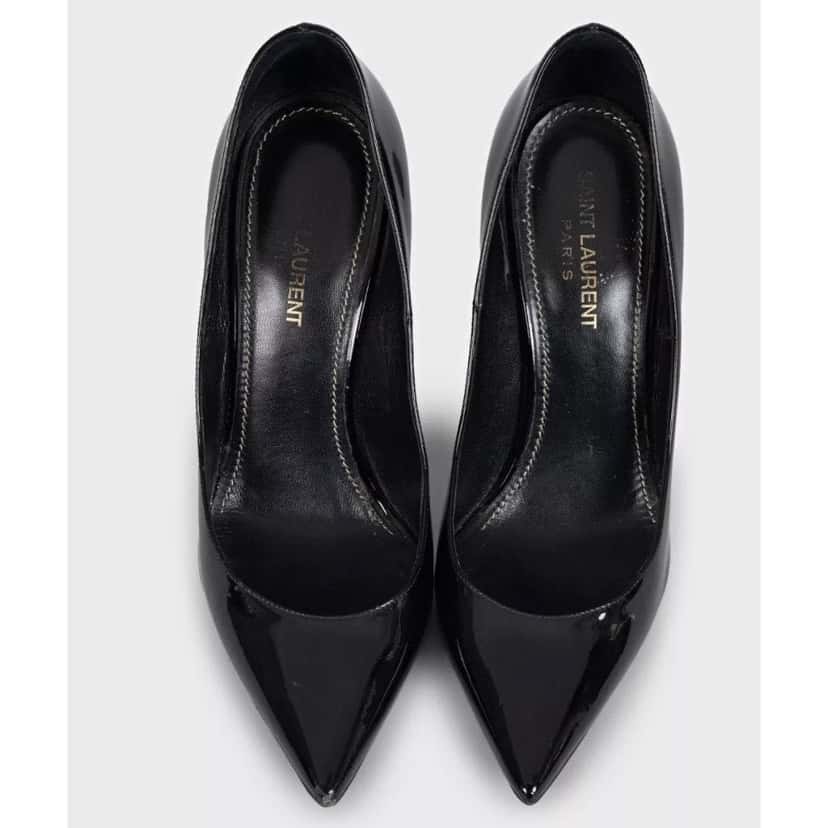 Saint Laurent Saint Laurent Opyum Patent Leather Logo Heels  Sz 38 Pre-owned Black Leather Good condition - Back View