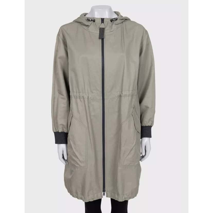 Brunello Cucinelli Brunello Cucinelli Green Hooded Coat - IT40/S Pre-owned Green Cotton Good condition - Front View