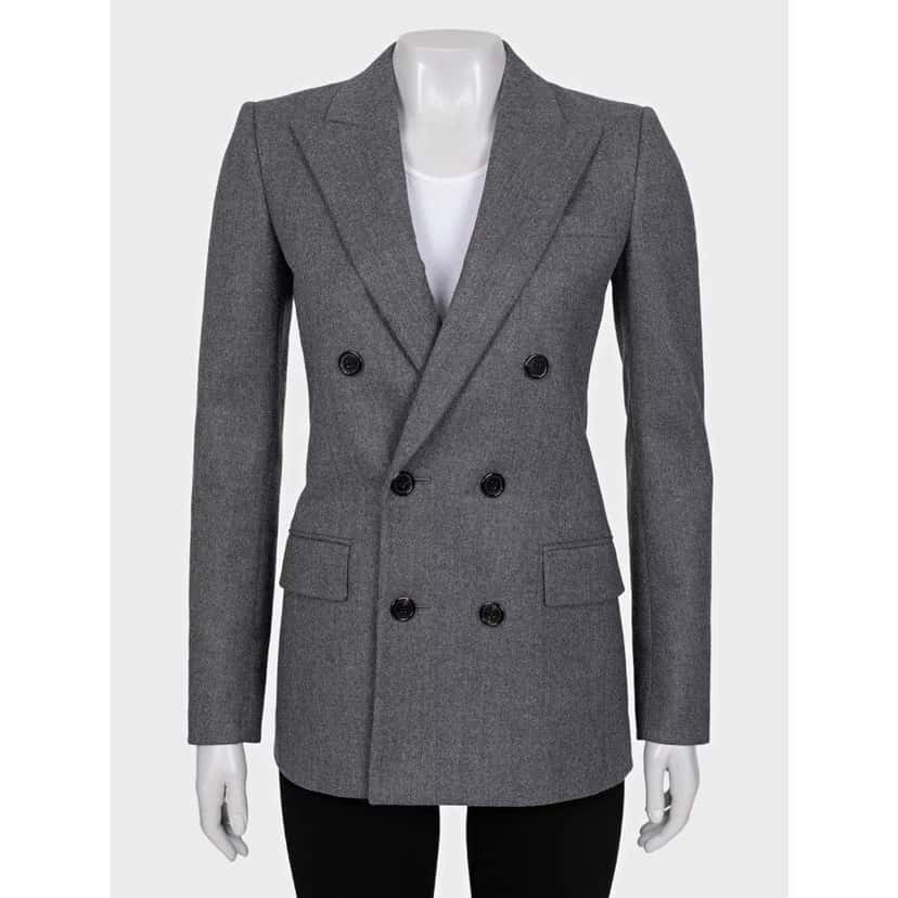 Saint Laurent NWOT Saint Laurent Grey Wool Fitted Jacket - Size S / FR36 Pre-owned Grey Wool Never worn - Front View