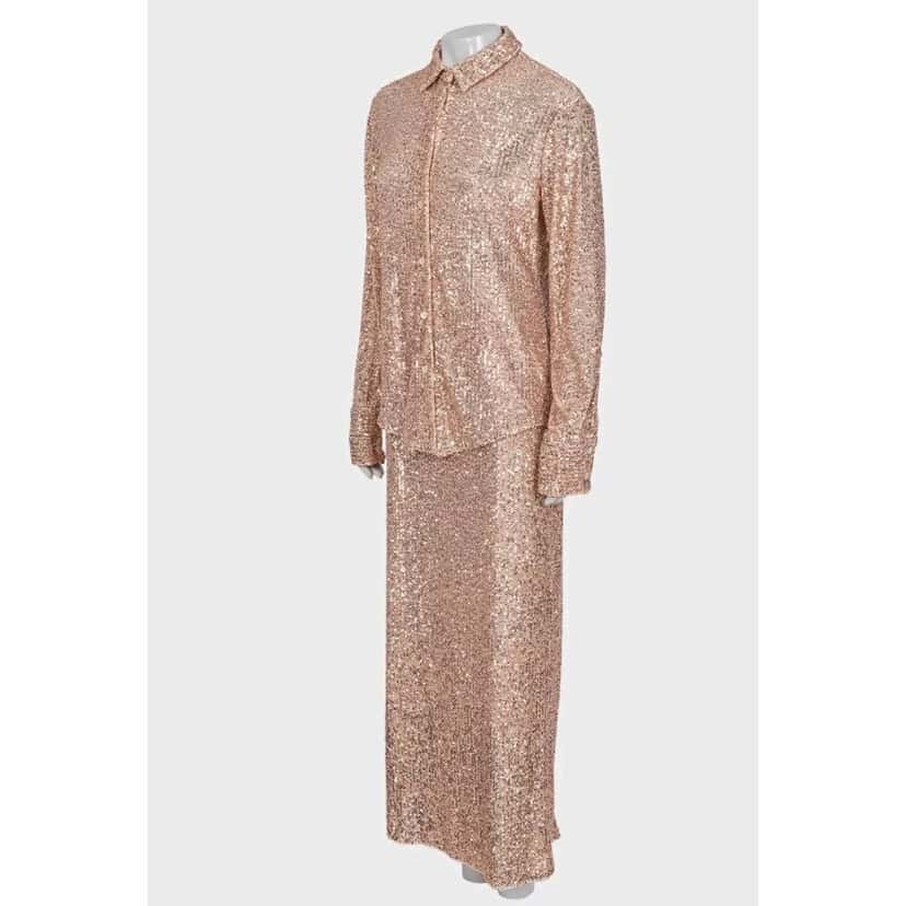 Tom Ford Tom Ford Pink Sequin Suit - Elegant IT40-44 Size S Pre-owned Pink Good condition - Back View