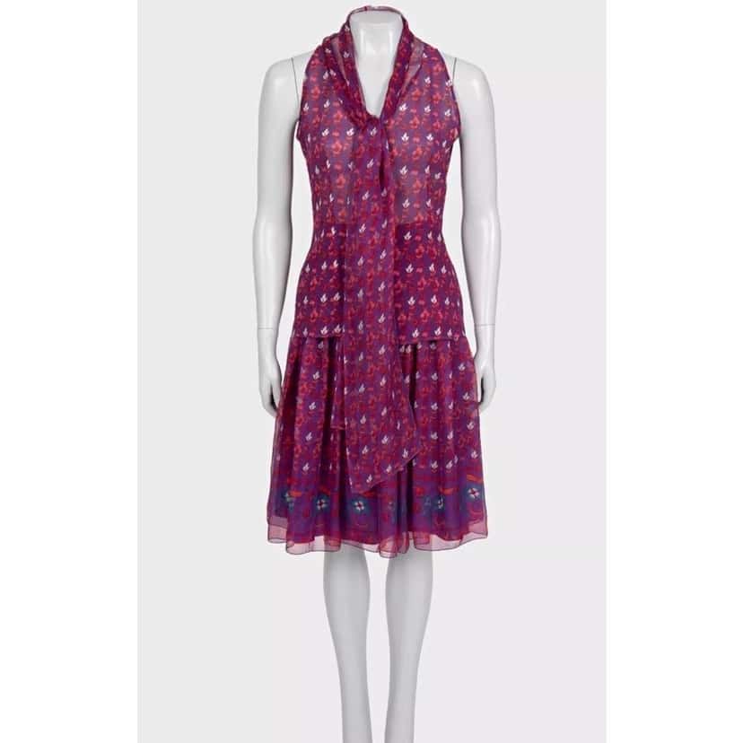 Christian Dior Christian Dior Elegant Purple Silk Suit - Size L Pre-owned Purple Silk Good condition - Front View