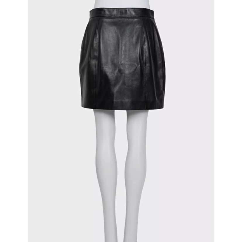 Saint Laurent Saint Laurent Black Leather A-Line Button-Up Skirt Sz 42 Pre-owned Black Leather Good condition - Inside View