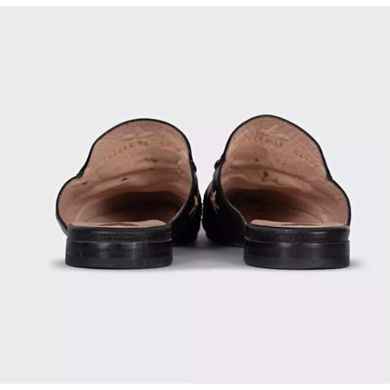 Gucci Gucci Black Embroidered Leather Mules - Size 38 Pre-owned Black Leather Good condition - Back View