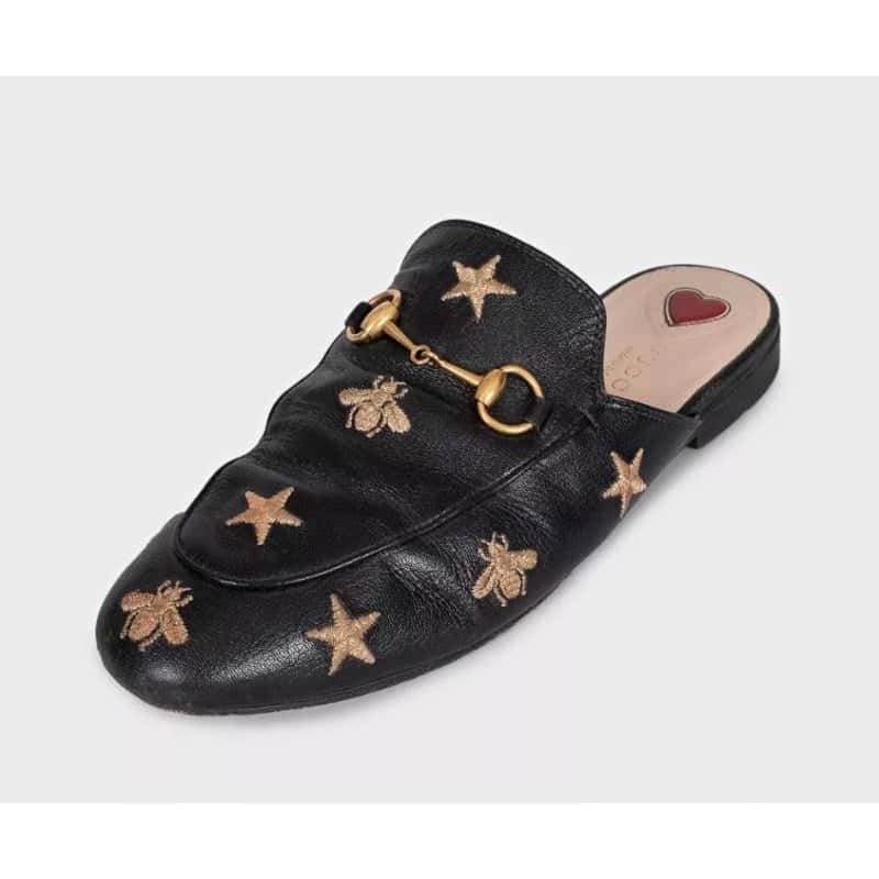 Gucci Gucci Black Embroidered Leather Mules - Size 38 Pre-owned Black Leather Good condition - Inside View