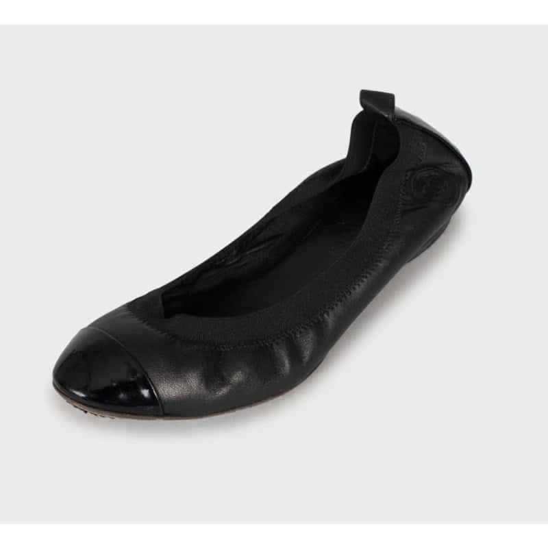Chanel Chanel Black Leather Ballerina Flats with Patent Toe sz.38 Pre-owned Black Leather Good condition - Inside View