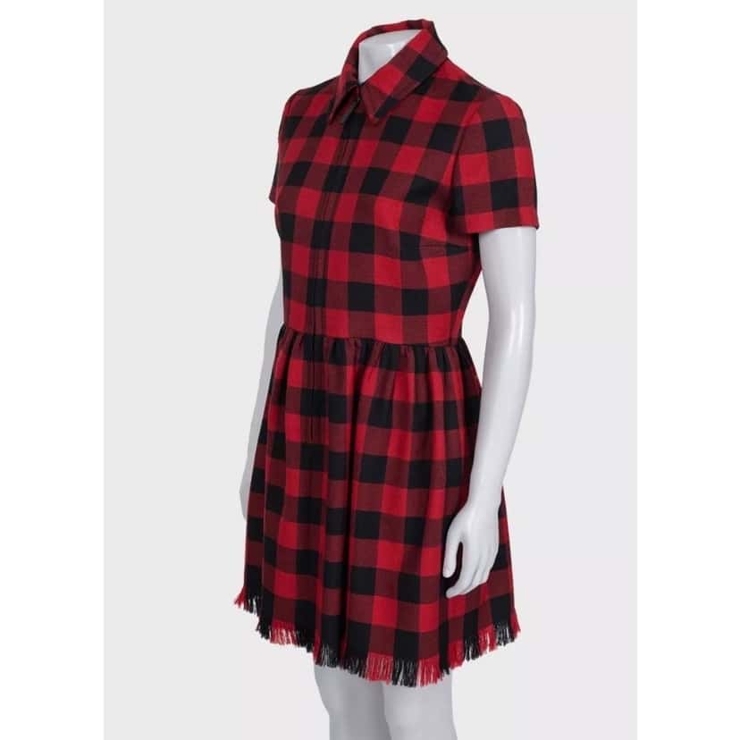 Christian Dior Christian Dior Red Plaid Wool Dress - Size IT44 pre-owned Red Wool Good condition - Back View