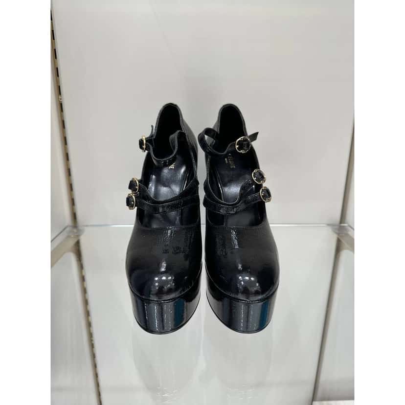 Celine Celine FW 2020 Melody Black Patent Mary Jane Pumps 37 pre-owned Black Leather Never worn - Model View