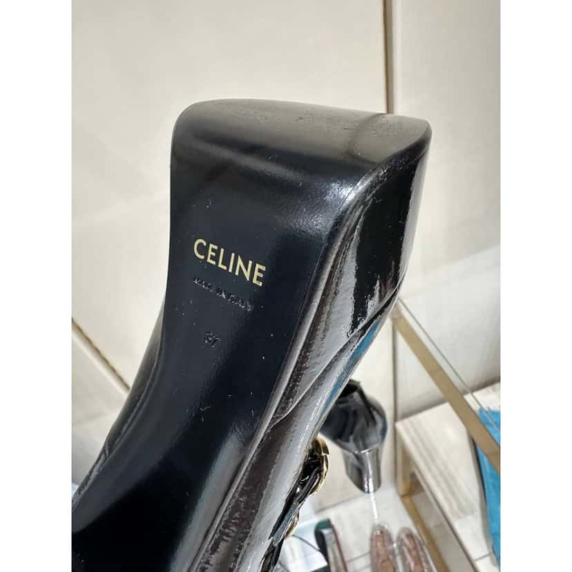 Celine Celine FW 2020 Melody Black Patent Mary Jane Pumps 37 pre-owned Black Leather Never worn - Box View