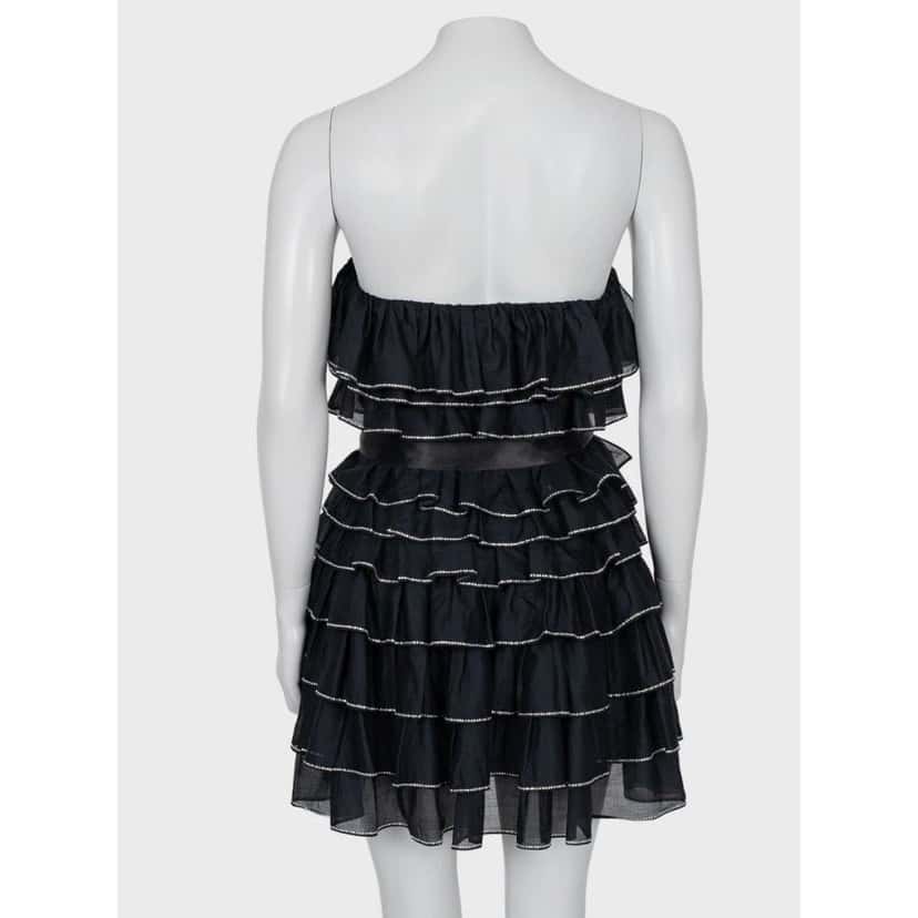 Alexandre Vauthier Alexandre Vauthier Black Crystal Ruffle Mini Dress FR38 pre-owned Black Cotton Never worn - Inside View