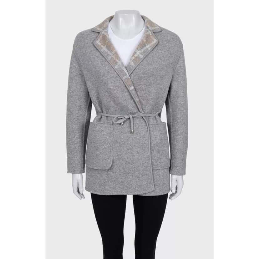 Loro Piana NWOT Loro Piana Reversible Cashmere Coat - Size S pre-owned Grey Wool Never worn - Front View