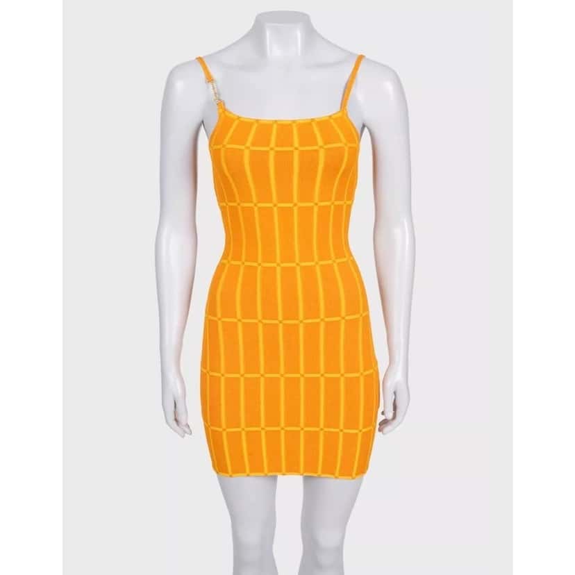 Jacquemus Jacquemus Vibrant Orange Maille Malha Knit Mini Dress S EU36 pre-owned Orange Never worn - Front View