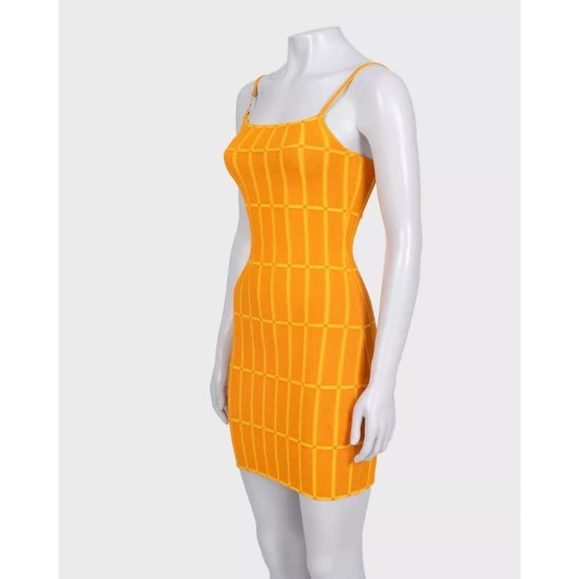 Jacquemus Jacquemus Vibrant Orange Maille Malha Knit Mini Dress S EU36 pre-owned Orange Never worn - Back View