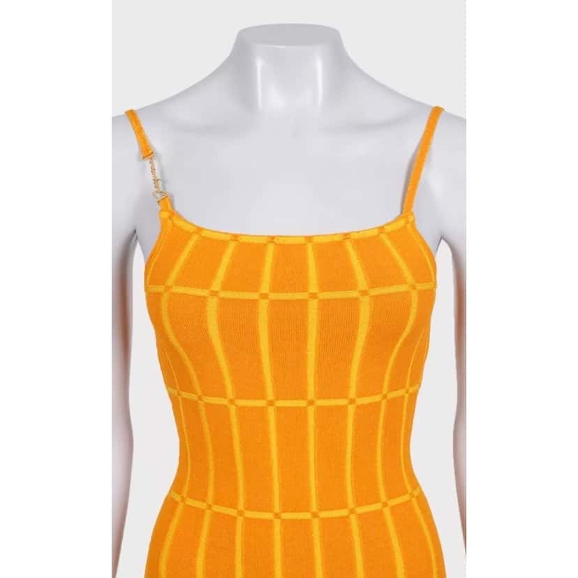 Jacquemus Jacquemus Vibrant Orange Maille Malha Knit Mini Dress S EU36 pre-owned Orange Never worn - Model View