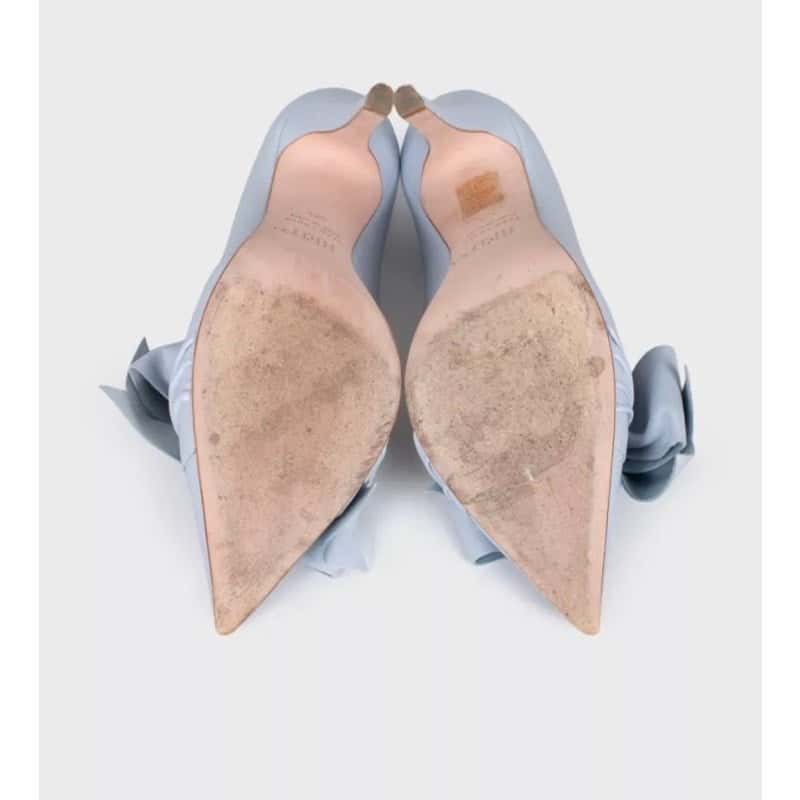 Valentino RED Valentino Blue Leather Bow Pumps  Sz.38.5 pre-owned Red Leather Good condition - Box View