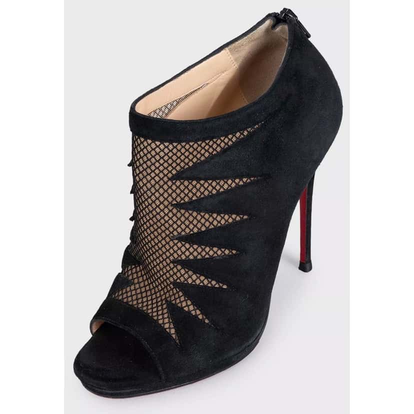 Christian Louboutin Christian Louboutin Black Suede Open-Toe Booties Sz.37 pre-owned Black Suede Good condition - Inside View