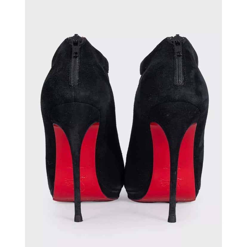 Christian Louboutin Christian Louboutin Black Suede Open-Toe Booties Sz.37 pre-owned Black Suede Good condition - Model View
