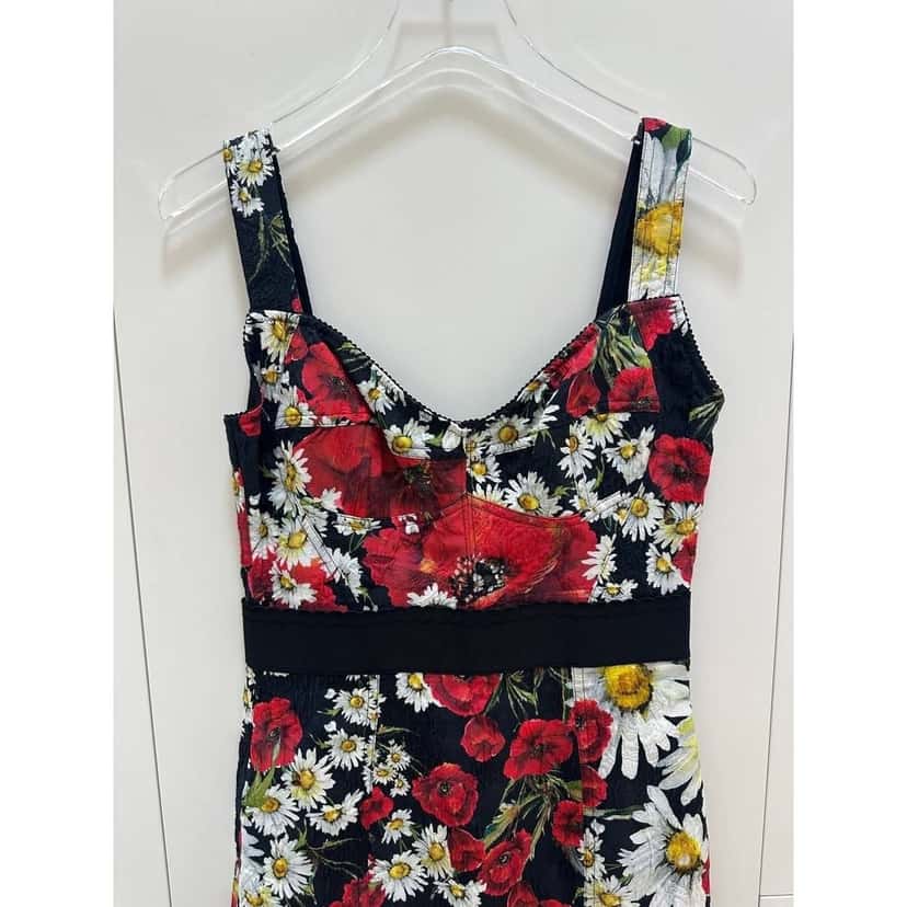 Dolce & Gabbana Dolce & Gabbana Floral Print Fitted Dress - Size 44 Pre-owned Black Cotton Good condition - Inside View