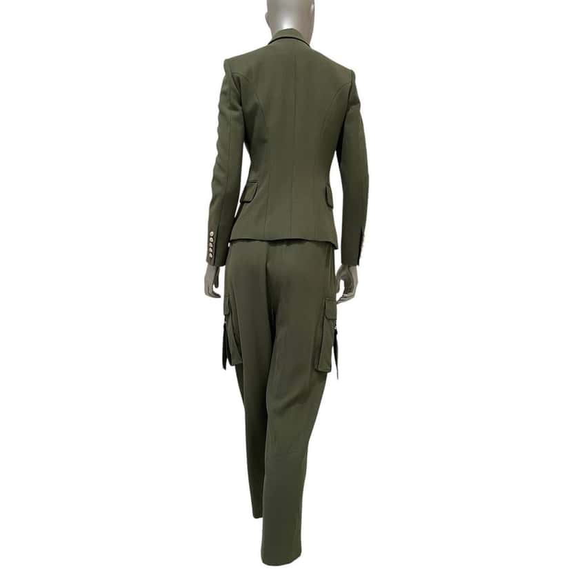 Balmain Balmain Green Twill Suit - EU 36 (S) Pre-owned Green Cotton Good condition - Back View