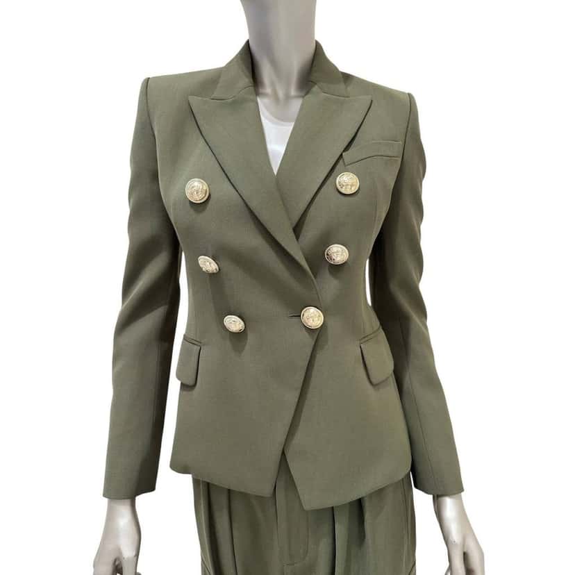 Balmain Balmain Green Twill Suit - EU 36 (S) Pre-owned Green Cotton Good condition - Box View