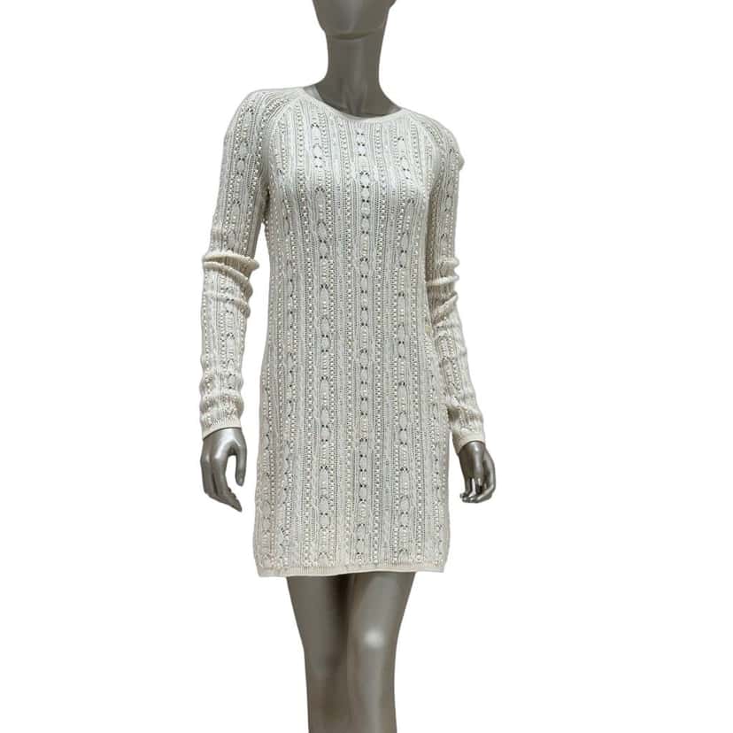 Dolce & Gabbana Elegant Chanel Knit Cream Wool Blend Dress Sz.40 Pre-owned Beige Wool Never worn - Front View