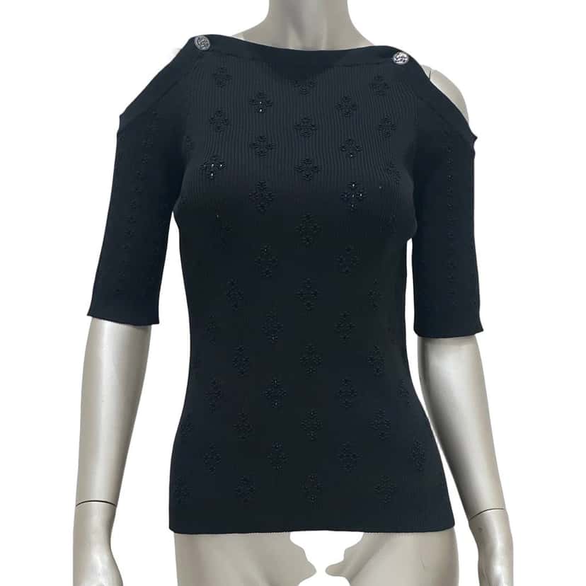 Chanel Chanel Paris-Cuba Resort Black Mesh Top FR46 pre-owned Black Good condition - Front View