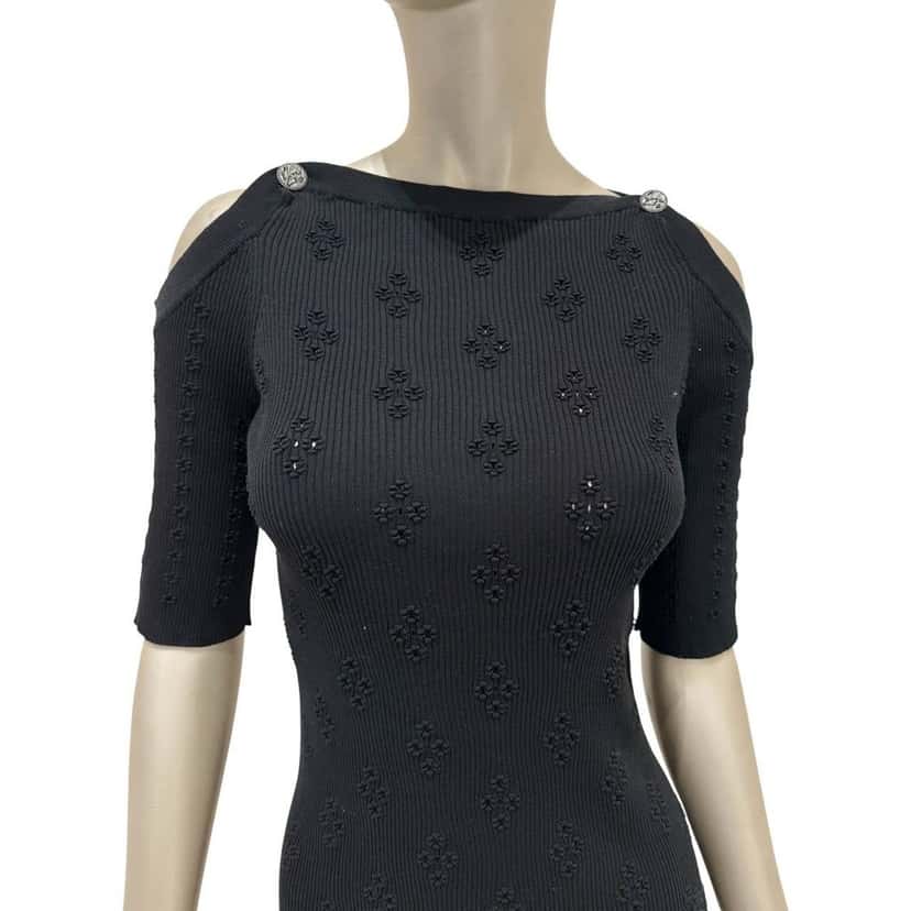 Chanel Chanel Paris-Cuba Resort Black Mesh Top FR46 pre-owned Black Good condition - Back View