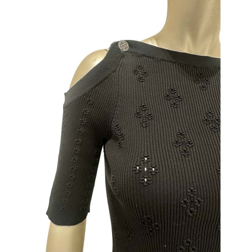 Chanel Chanel Paris-Cuba Resort Black Mesh Top FR46 pre-owned Black Good condition - Box View