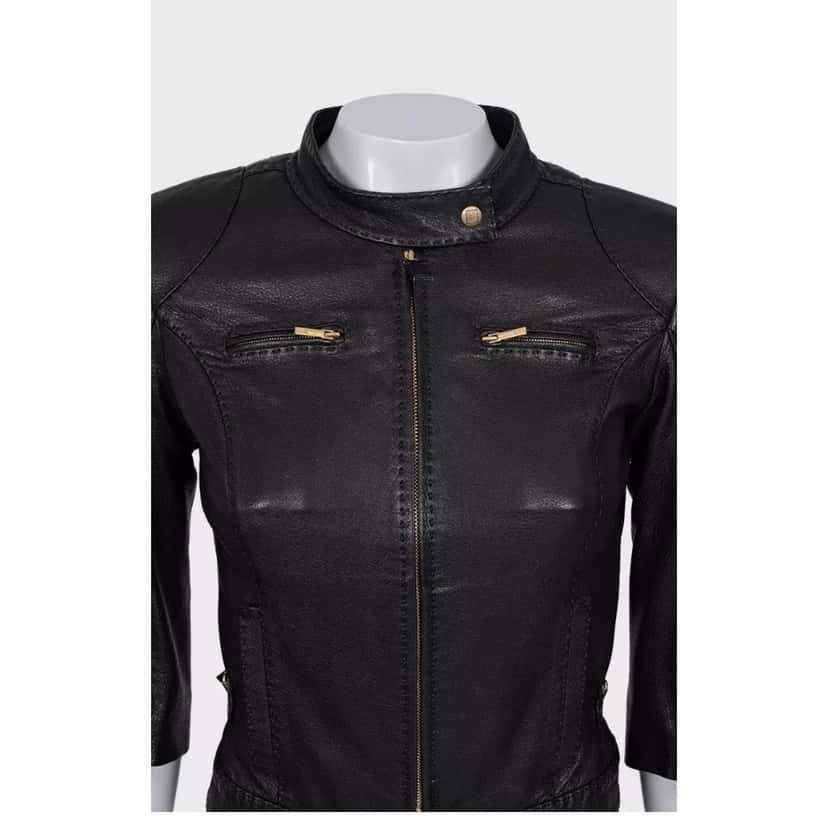 Fendi Fendi Black Leather Cropped Sleeve Jacket sz.40 pre-owned Black Leather Good condition - Model View