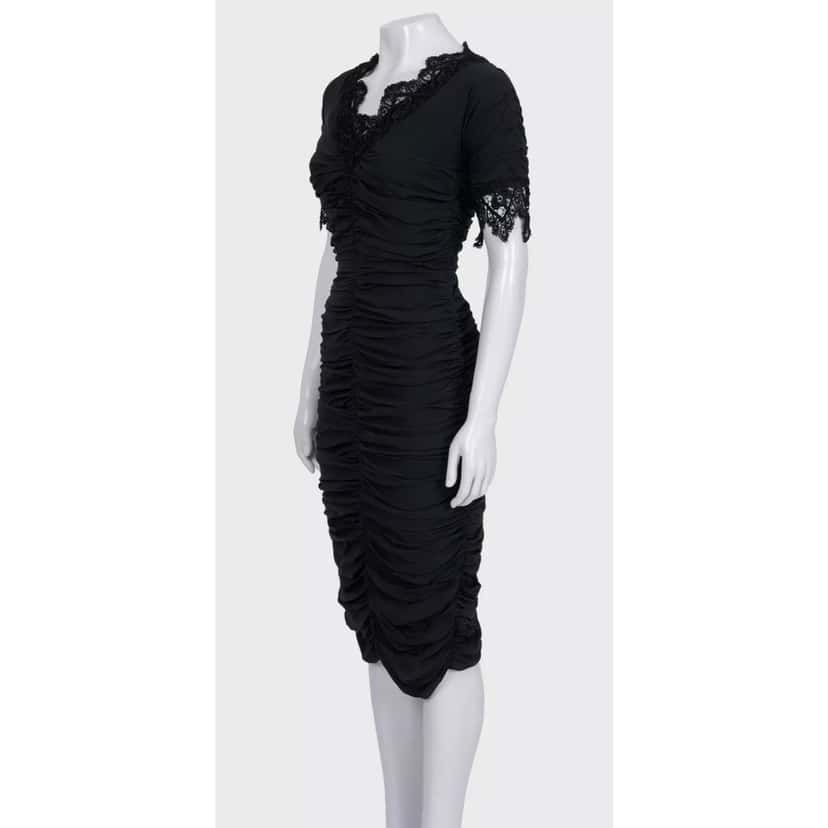 Dolce & Gabbana NWOT Dolce & Gabbana Black Draped Lace Dress - Size S pre-owned Black Lace Never worn - Back View