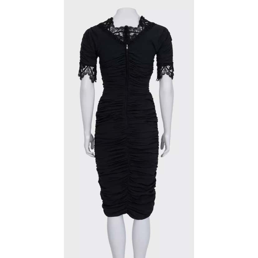 Dolce & Gabbana NWOT Dolce & Gabbana Black Draped Lace Dress - Size S pre-owned Black Lace Never worn - Inside View