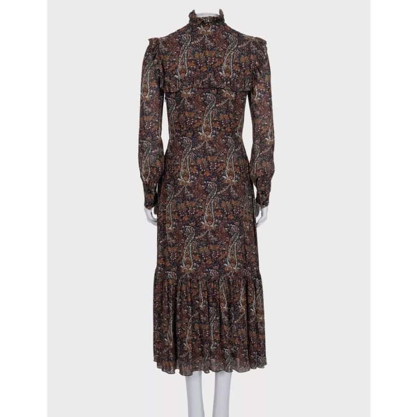 Saint Laurent Saint Laurent Floral Viscose Silk Lined Button Dress Sz.38 pre-owned Brown Silk Good condition - Inside View