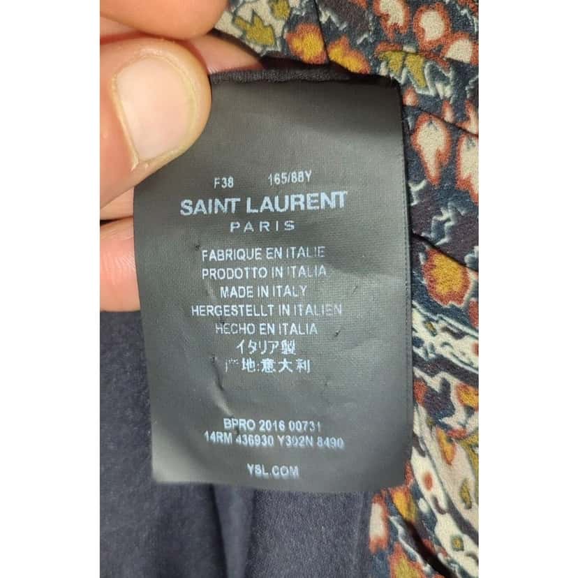 Saint Laurent Saint Laurent Floral Viscose Silk Lined Button Dress Sz.38 pre-owned Brown Silk Good condition - Box View