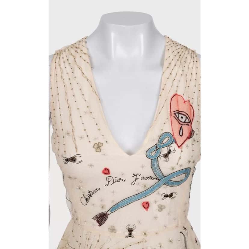 Christian Dior Christian Dior SS17 'La Roue de la Fortune' Dress sz.S pre-owned Beige Good condition - Back View