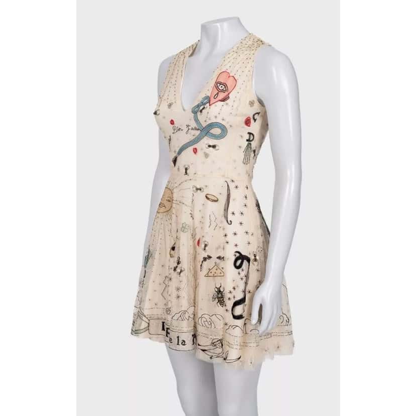 Christian Dior Christian Dior SS17 'La Roue de la Fortune' Dress sz.S pre-owned Beige Good condition - Inside View