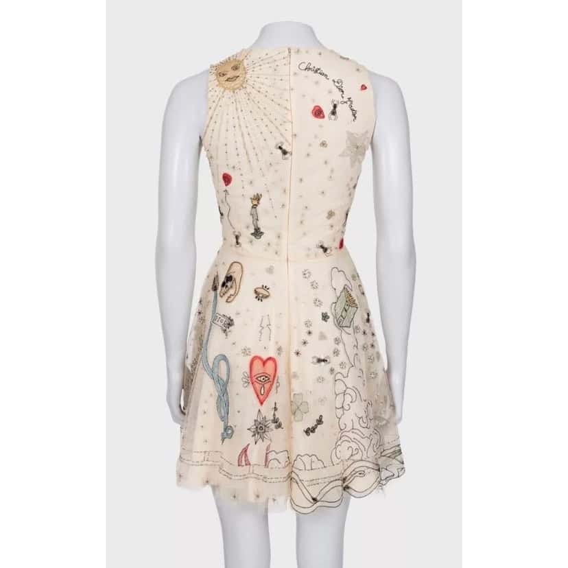 Christian Dior Christian Dior SS17 'La Roue de la Fortune' Dress sz.S pre-owned Beige Good condition - Model View