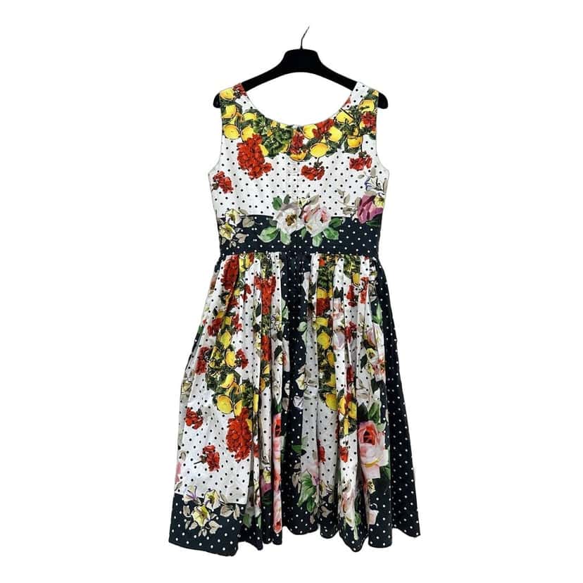 Dolce & Gabbana Dolce & Gabbana Majolica Floral Summer Dress IT42 M pre-owned Navy Cotton Good condition - Front View