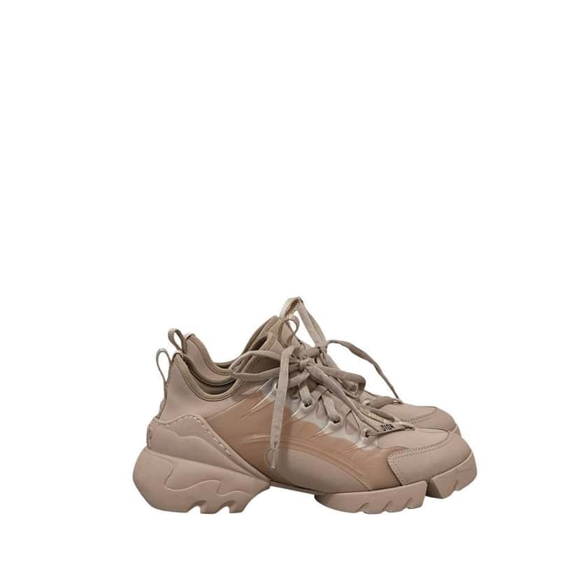 Dior Dior D-Connect Lace-Up  Beige Leather & PVC Sneakers  sz.37.5 pre-owned Beige Lace Good condition - Back View
