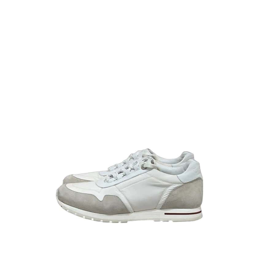 Loro Piana Loro Piana White & Grey Suede Leather Sneakers sz.37.5 Pre-owned White Suede Good condition - Front View