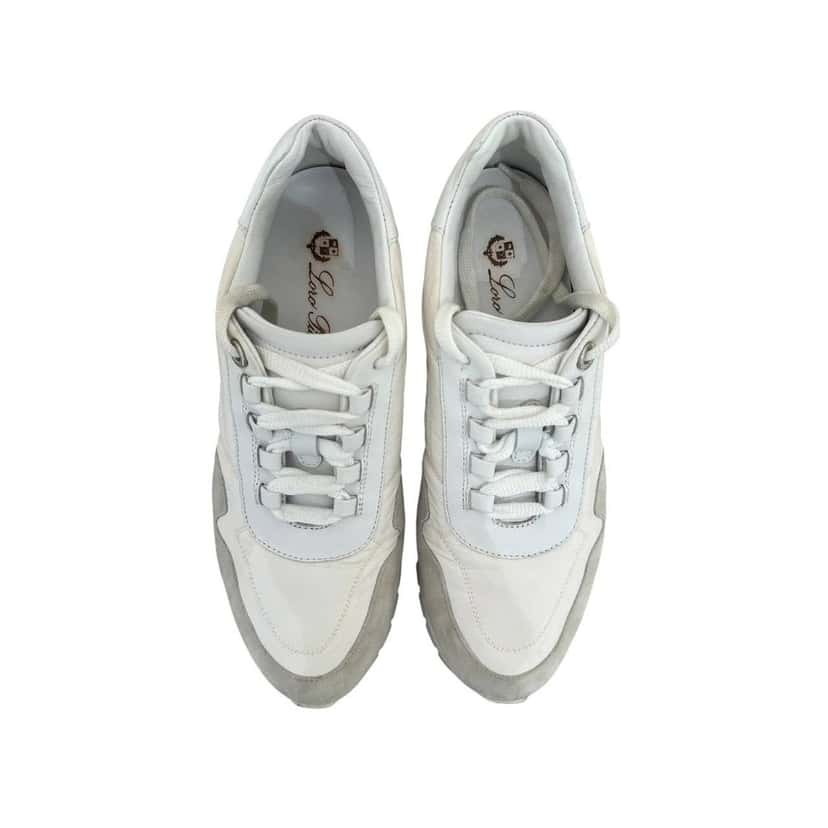 Loro Piana Loro Piana White & Grey Suede Leather Sneakers sz.37.5 Pre-owned White Suede Good condition - Box View