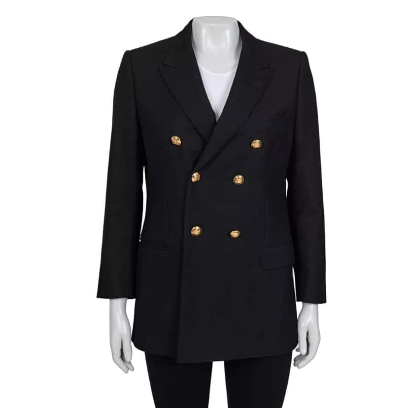 Celine Celine Black Double-Breasted Wool Jacket IT40/S Pre-owned Black Wool Good condition - Front View