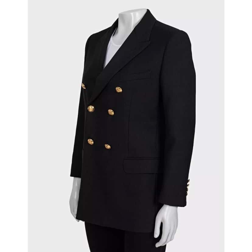 Celine Celine Black Double-Breasted Wool Jacket IT40/S Pre-owned Black Wool Good condition - Back View