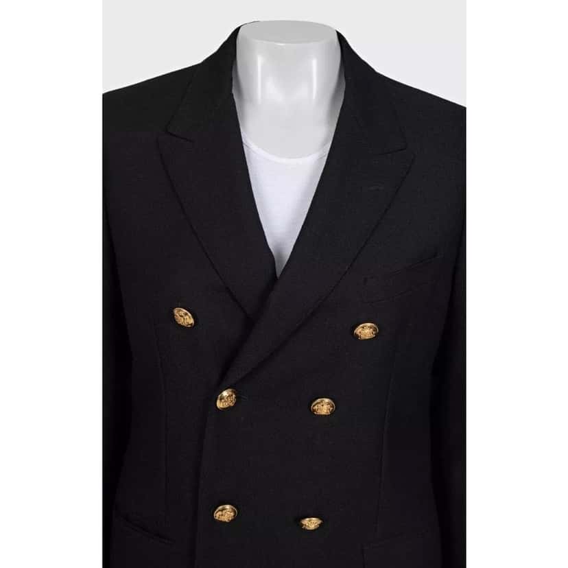 Celine Celine Black Double-Breasted Wool Jacket IT40/S Pre-owned Black Wool Good condition - Model View