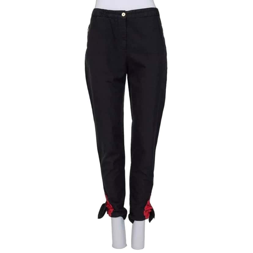Yves Saint Laurent YSL Vintage Black Cotton-Silk Trousers Sz. 38 Pre-owned Black Cotton Good condition - Front View