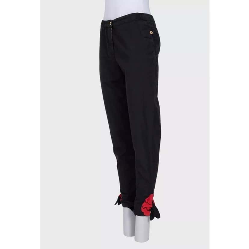 Yves Saint Laurent YSL Vintage Black Cotton-Silk Trousers Sz. 38 Pre-owned Black Cotton Good condition - Back View