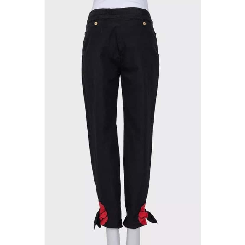 Yves Saint Laurent YSL Vintage Black Cotton-Silk Trousers Sz. 38 Pre-owned Black Cotton Good condition - Inside View