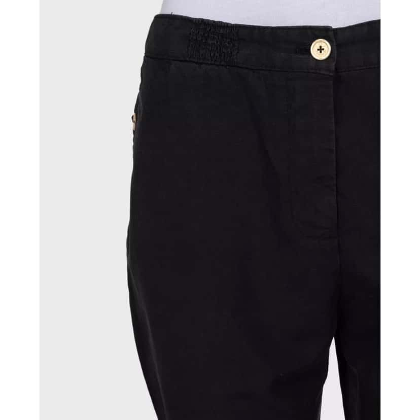 Yves Saint Laurent YSL Vintage Black Cotton-Silk Trousers Sz. 38 Pre-owned Black Cotton Good condition - Model View