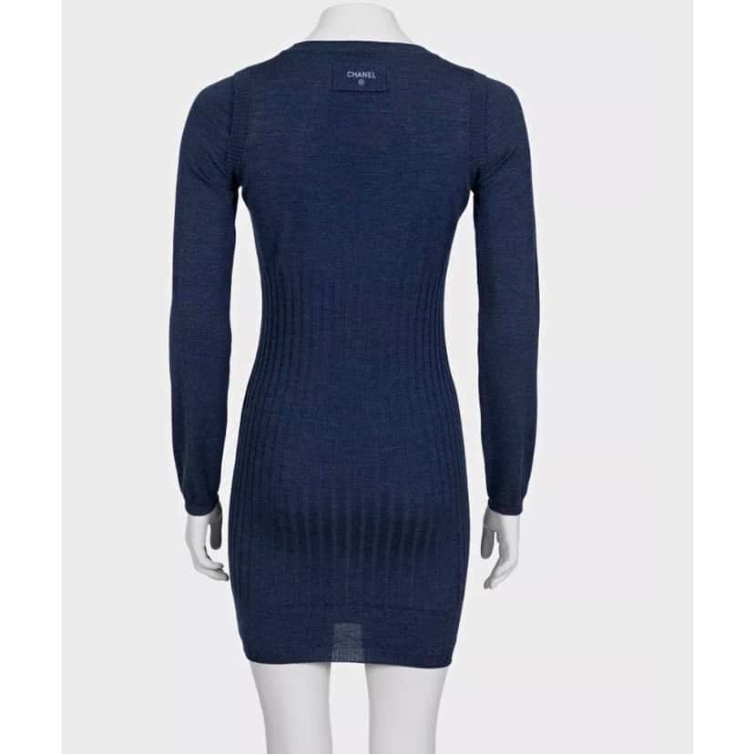Chanel Chanel Fitted Wool & Silk Dress Sz.36 Pre-owned Blue Wool Good condition - Inside View