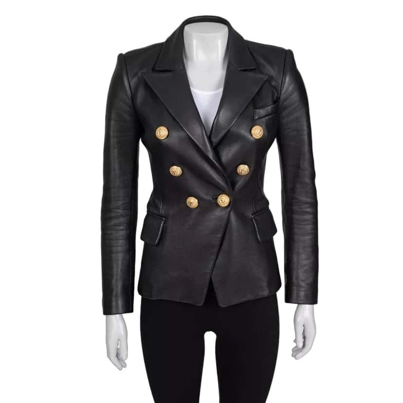 Balmain Balmain Luxurious Black Lamb Leather Jacket - Size FR34/XS Pre-owned Black Leather Good condition - Front View